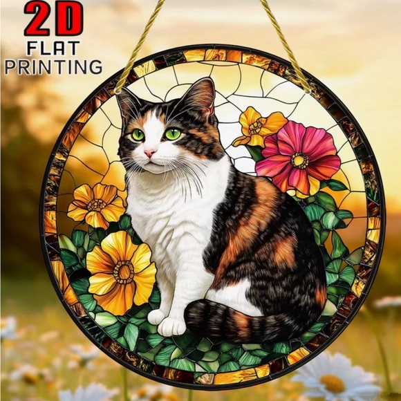 Other - Colorful Cat Stained Glass (ACRYLIC) Sun Catcher